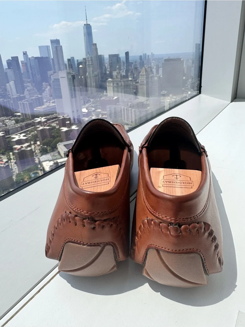 Tommy Hilfiger Cognac Leather Slip-On Driving Loafers